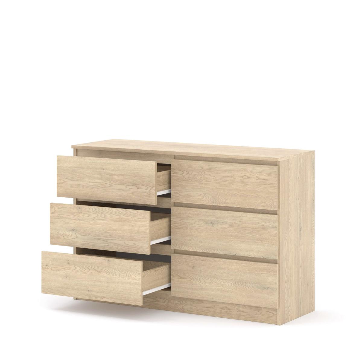 Commode MAJA 120 cm 6 tiroirs - chêne cremona