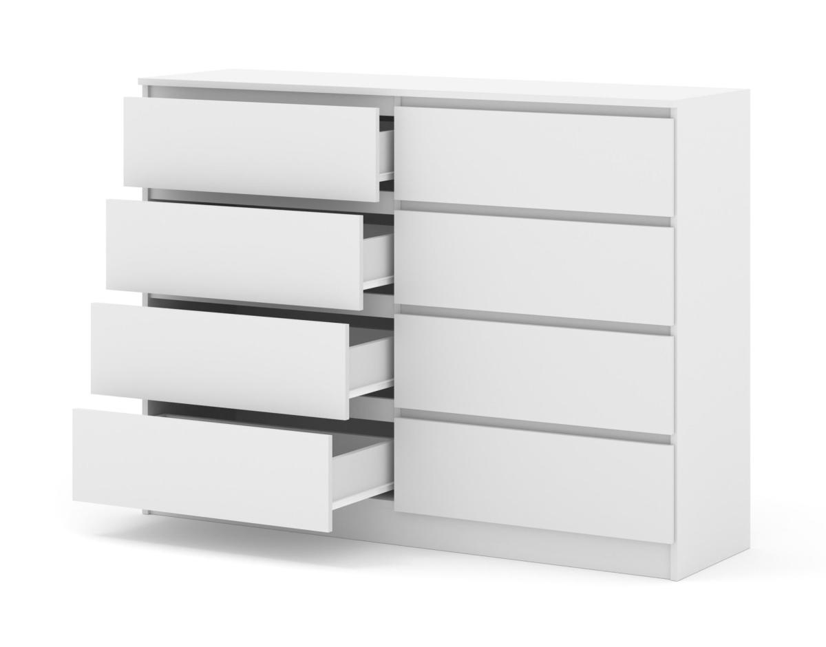 Commode MAJA 140 cm 8 tiroirs - blanc mat