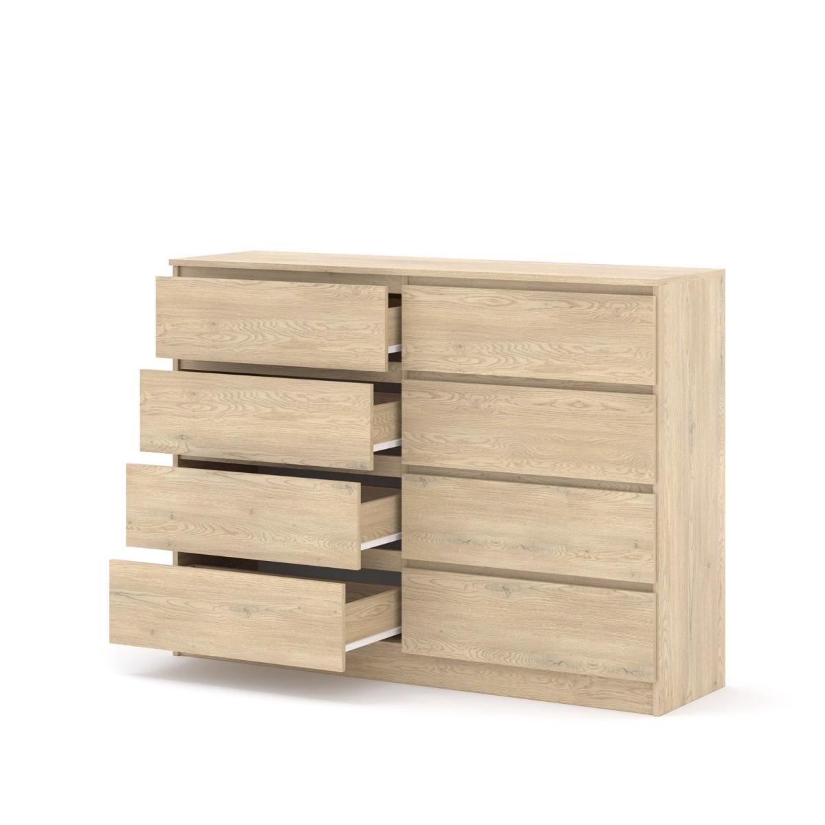 Commode MAJA 140 cm 8 tiroirs - chêne cremona
