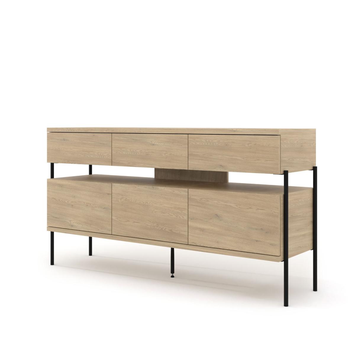 Buffet Dragonfly 150 cm 3 portes 3 tiroirs - chêne cremona