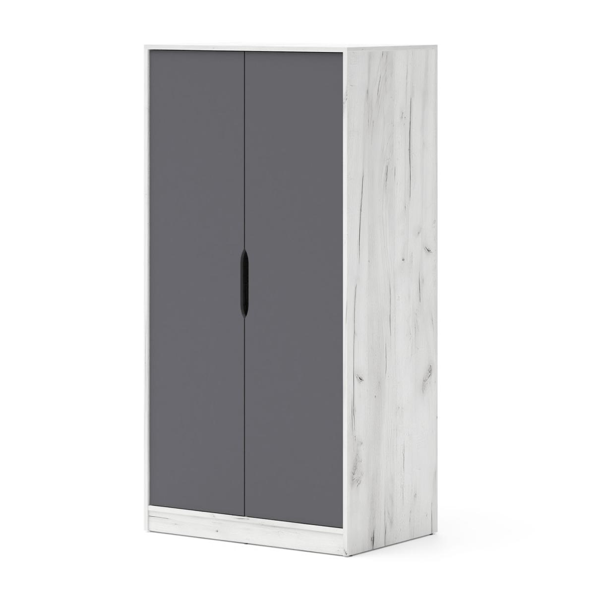 Armoire 2 portes Samoa Fuji 90 cm - blanc craft et graphite