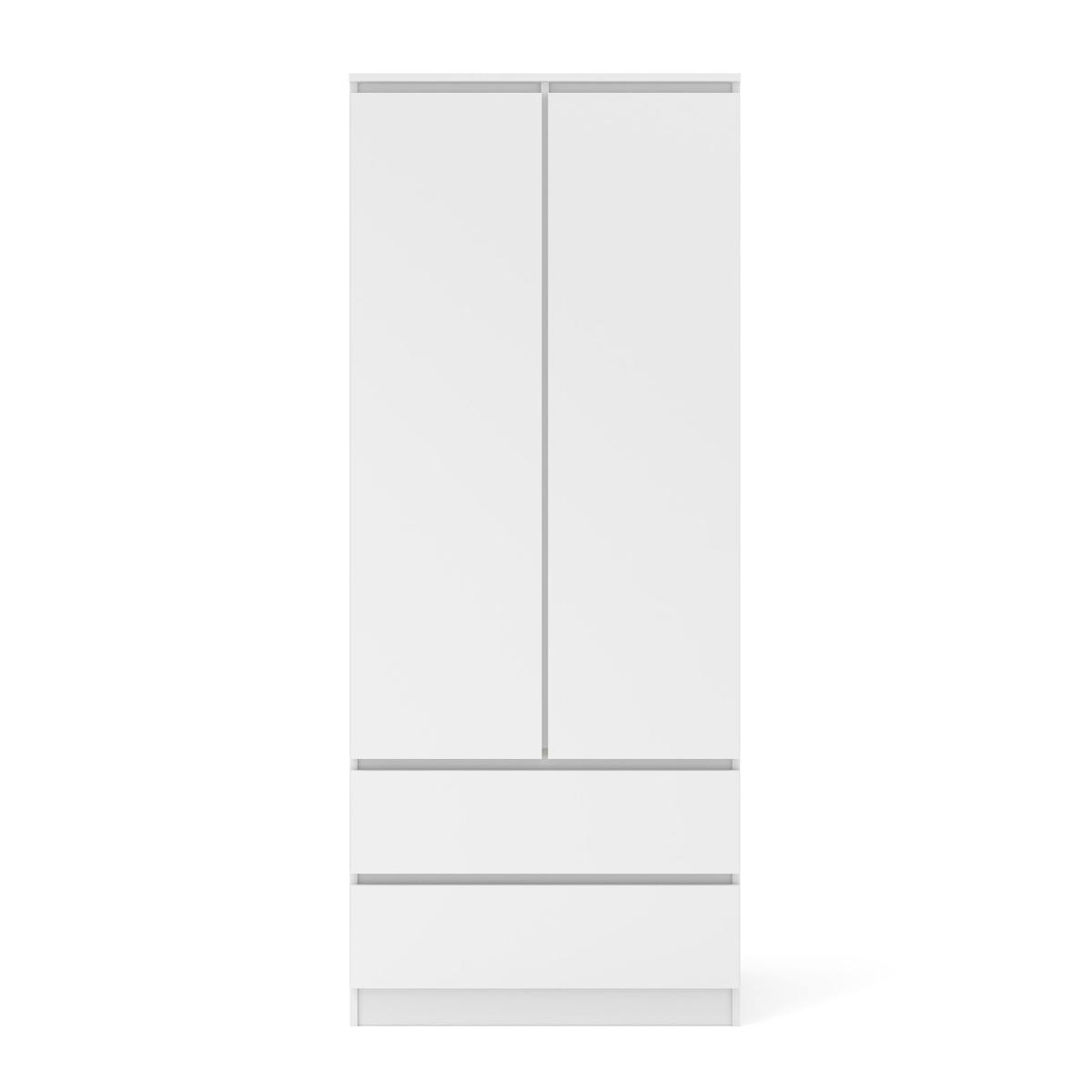 Armoire MAJA 80 cm 2 portes 2 tiroirs - blanc mat