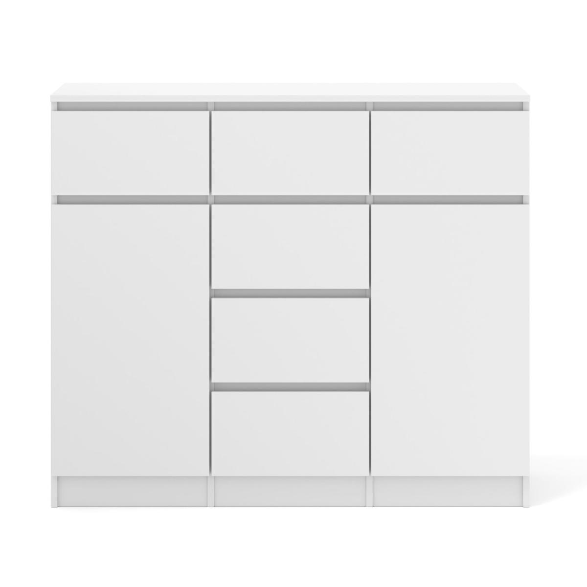 Buffet MAJA 120 cm 2 portes 6 tiroirs - blanc mat