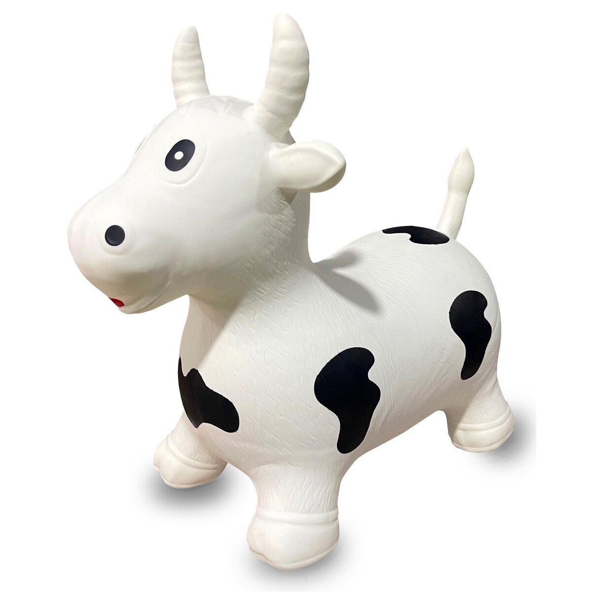 Animal rebondissante vache HoppyDoo blanc/noir avec pompe