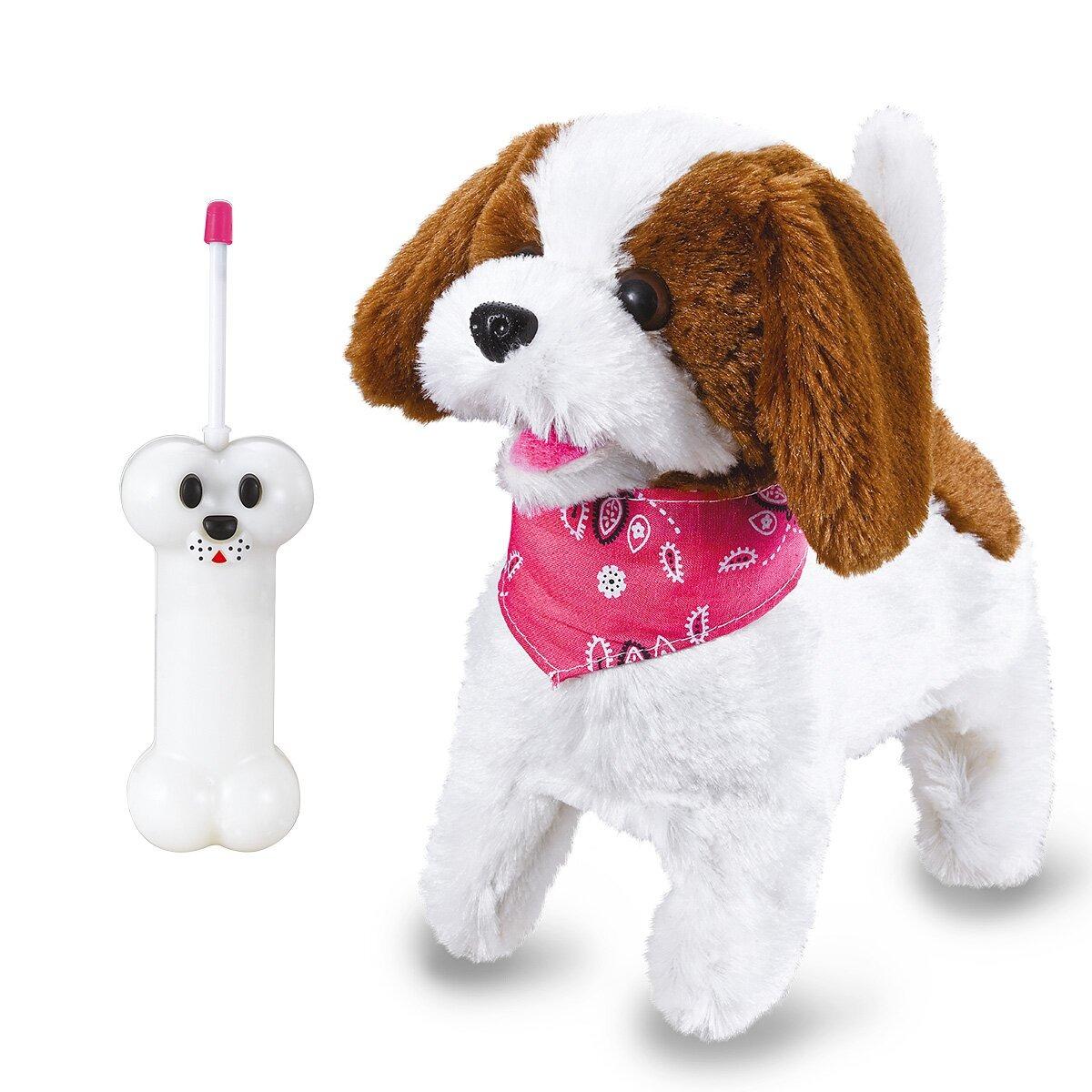 Lucky RC chien en peluche blanc/marron 27MHz