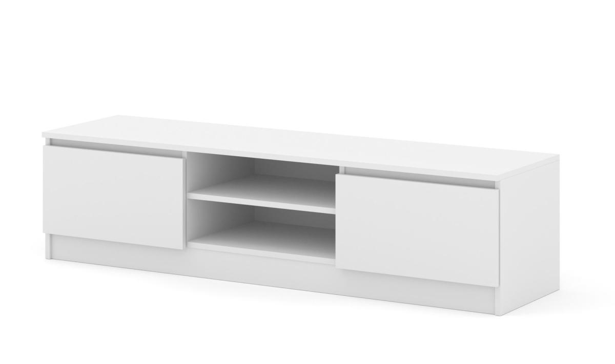 Meuble TV Maja 150 cm 2 portes et niche centrale - blanc mat