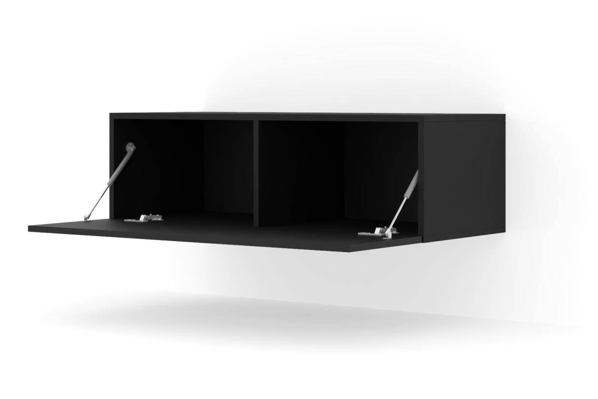 Meuble TV suspendu Bingo 100 cm 1 abattant - noir mat