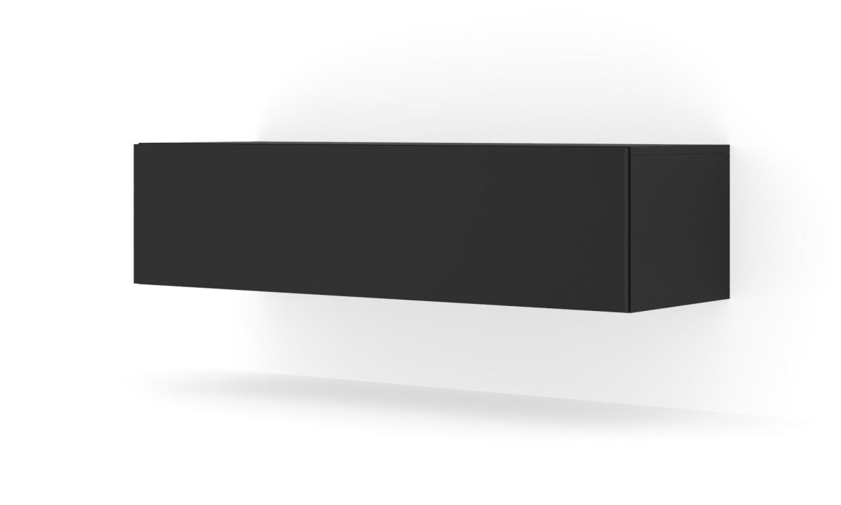 Meuble TV suspendu Bingo 120 cm 1 abattant - noir mat