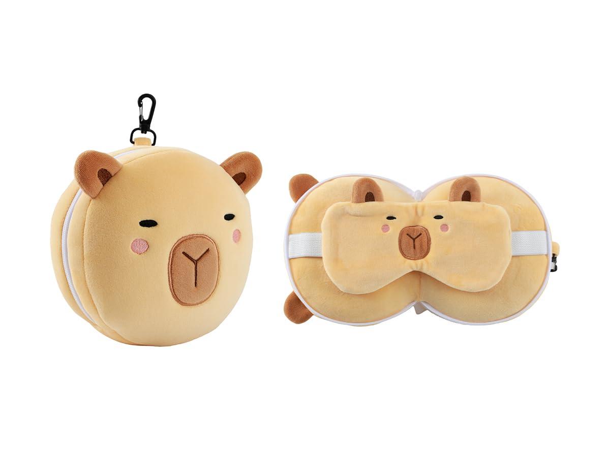 Oreiller avec masque de sommeil capybara