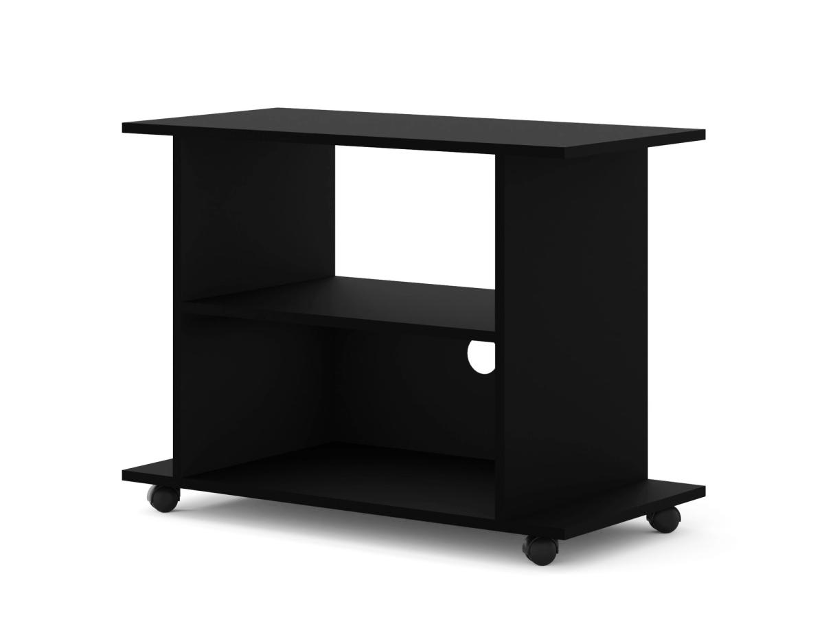 Meuble TV Yogi 80 cm sur roulettes 2 niches - noir mat