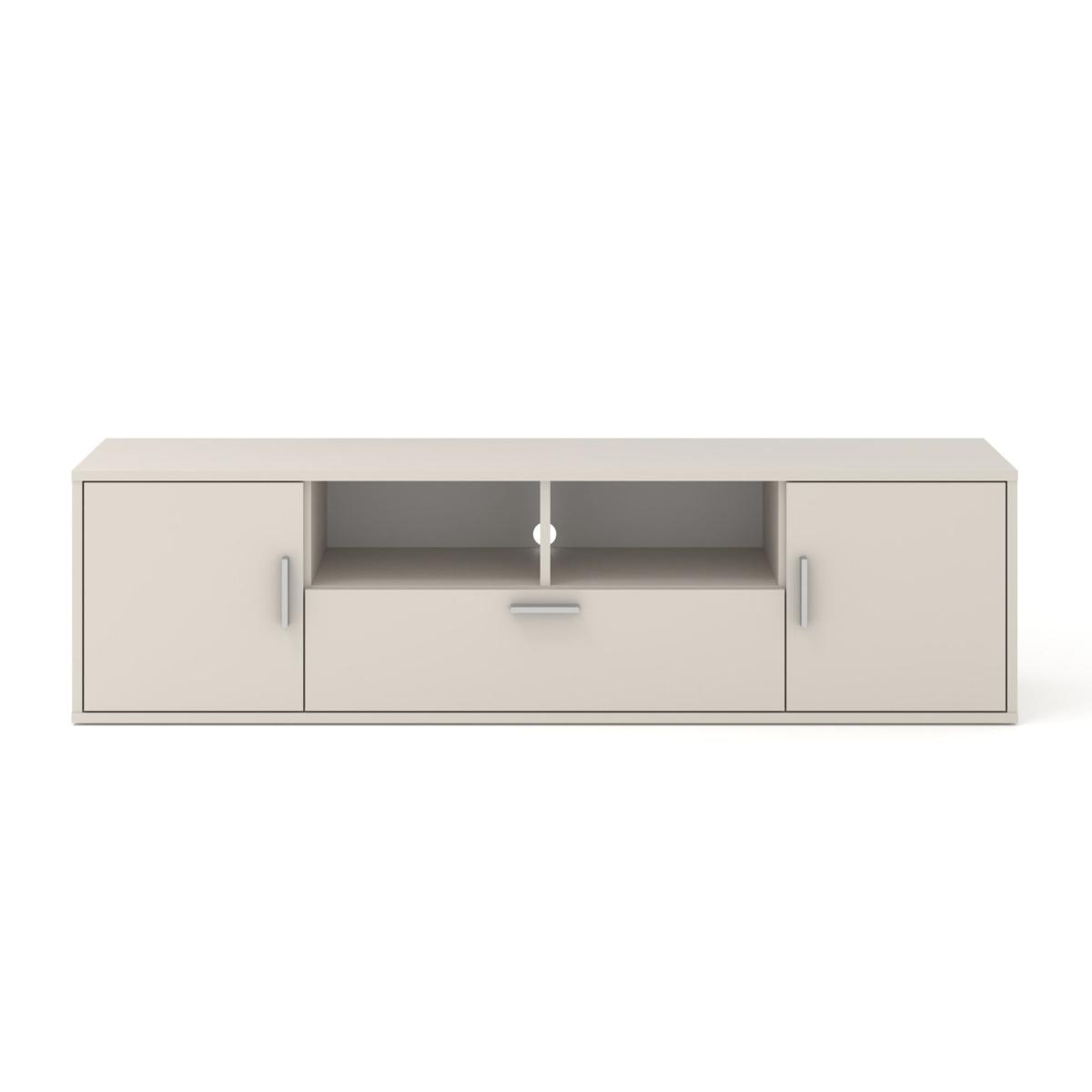 Meuble TV Blanca 150 cm 2 portes 1 tiroir avec éclairage LED RGB - cachemire