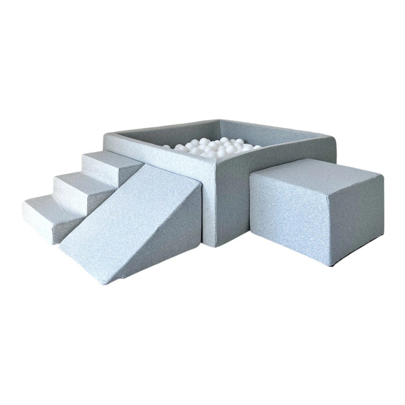 Piscine à balles carrée 106 x 106 x 40 cm avec modules en mousse avec 400 balles — Gris clair