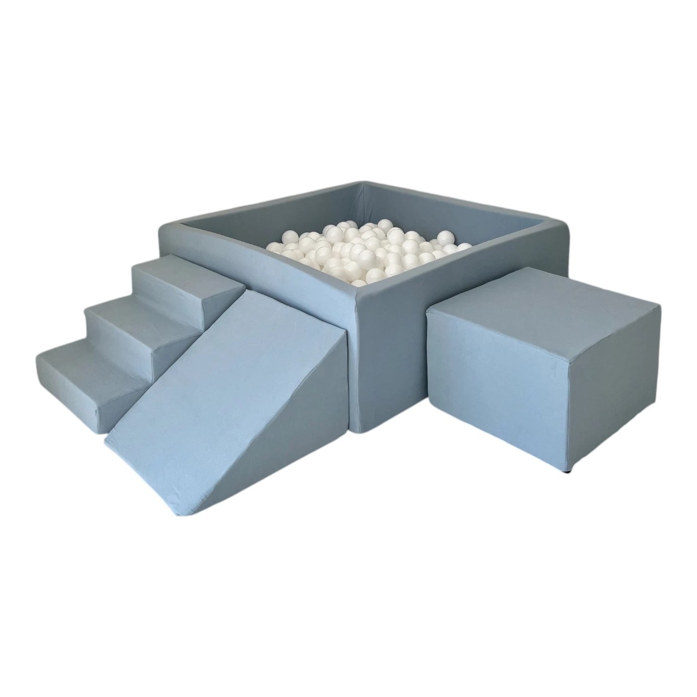 Piscine à balles carrée 106 x 106 x 40 cm avec modules en mousse avec 400 balles — Bleu