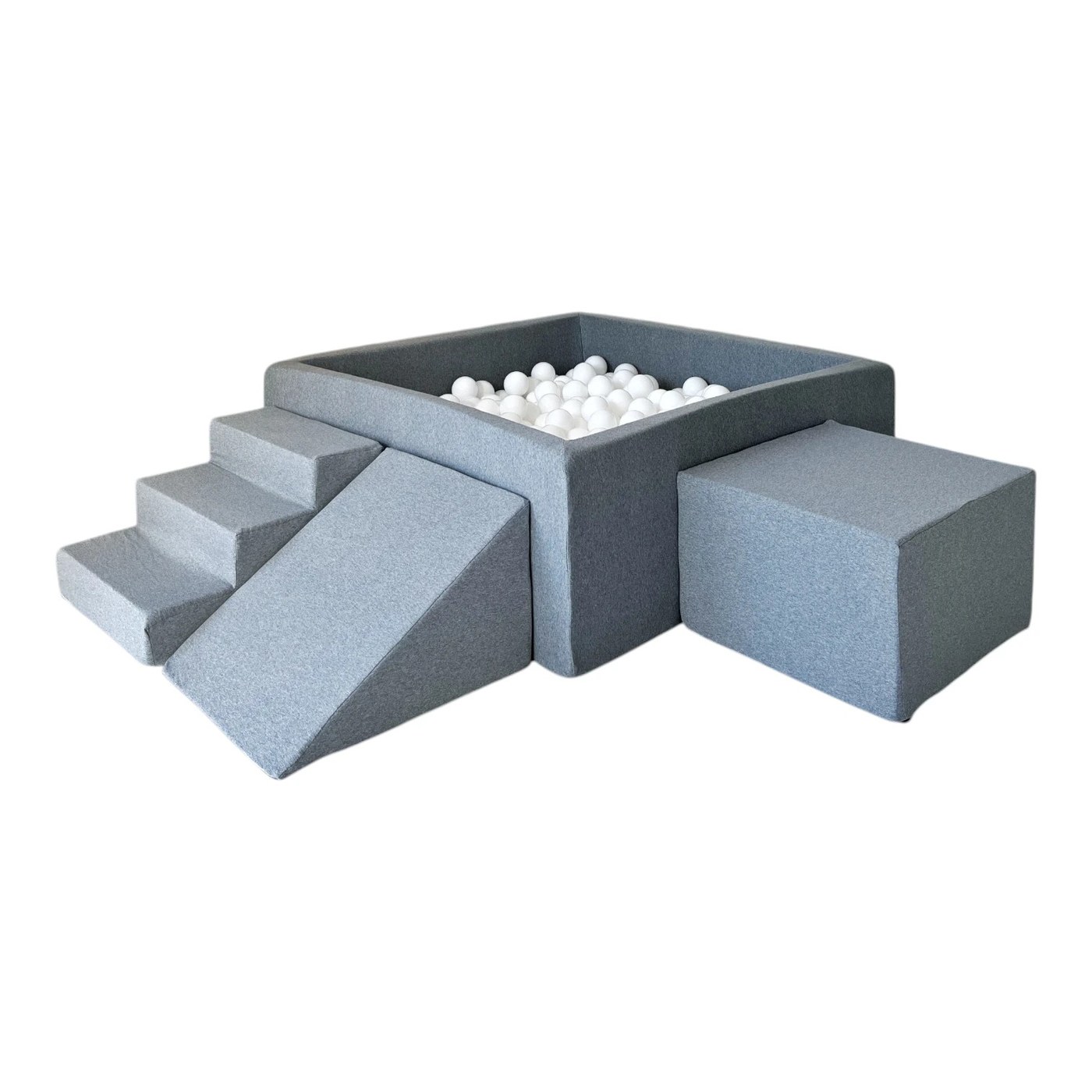 Piscine à balles carrée 106 x 106 x 40 cm avec modules en mousse avec 400 balles — Gris