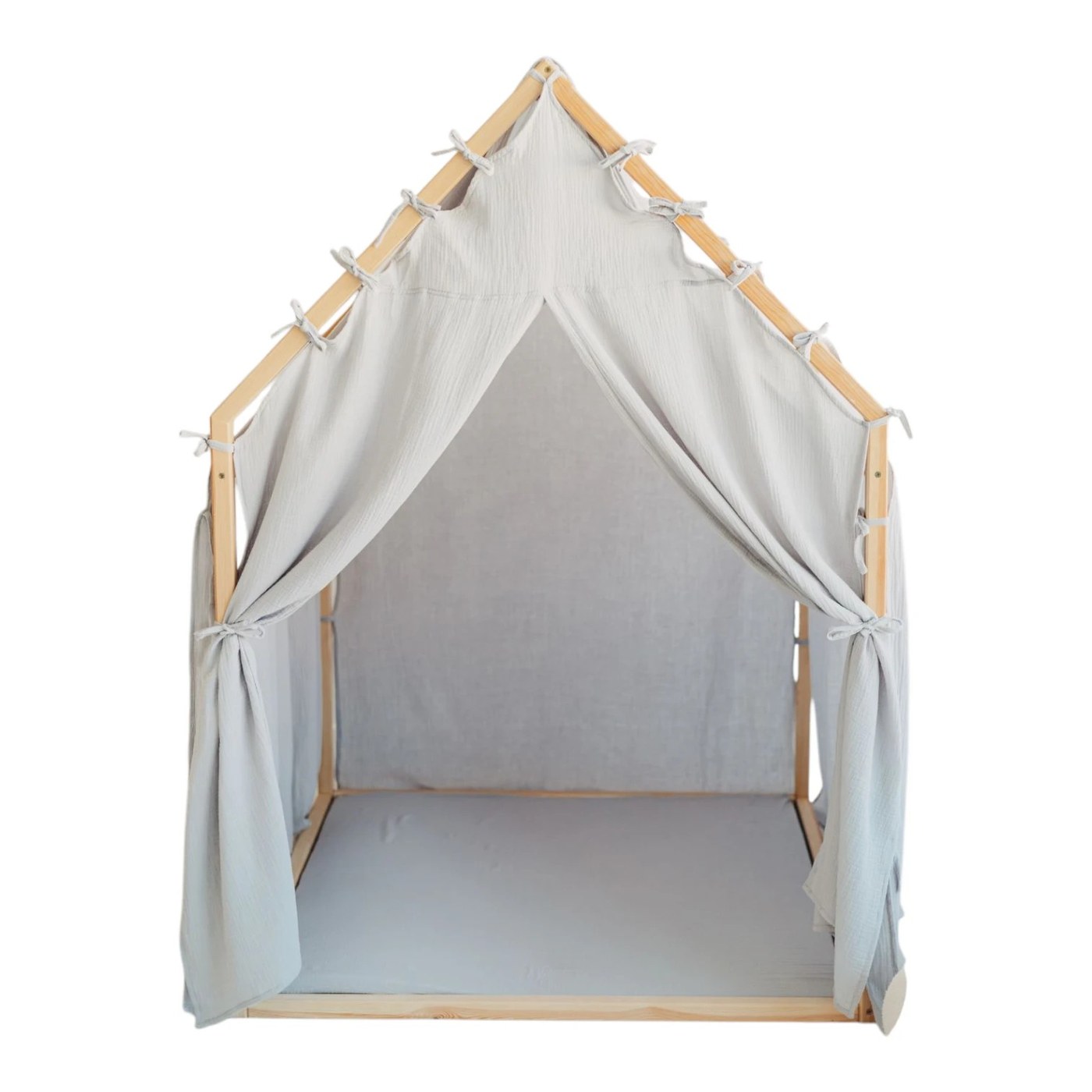 Cabane de jeu en bois et mousseline 106 x 106 x 150 cm, portes — Gris