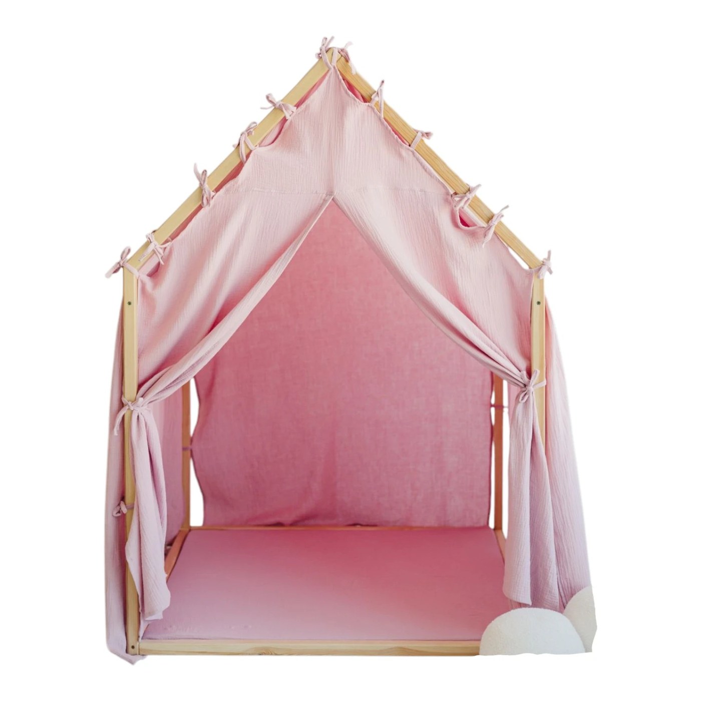 Cabane de jeu en bois et mousseline 106 x 106 x 150 cm, portes — Rose