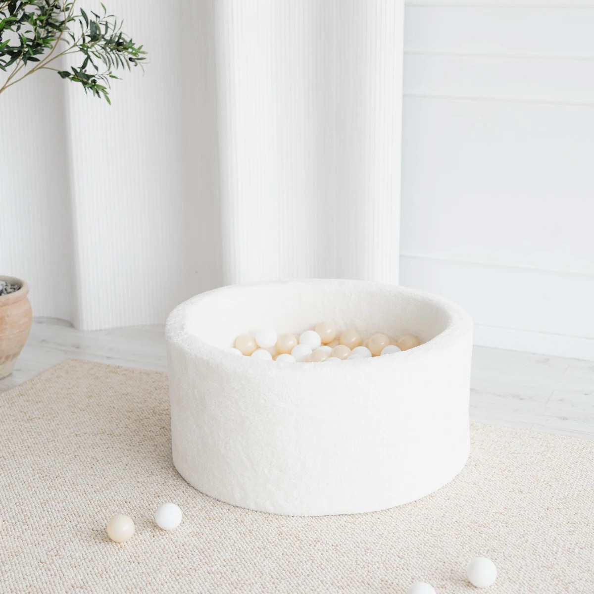 Piscine à balles ronde 90 x 40 cm avec 200 balles — Écru