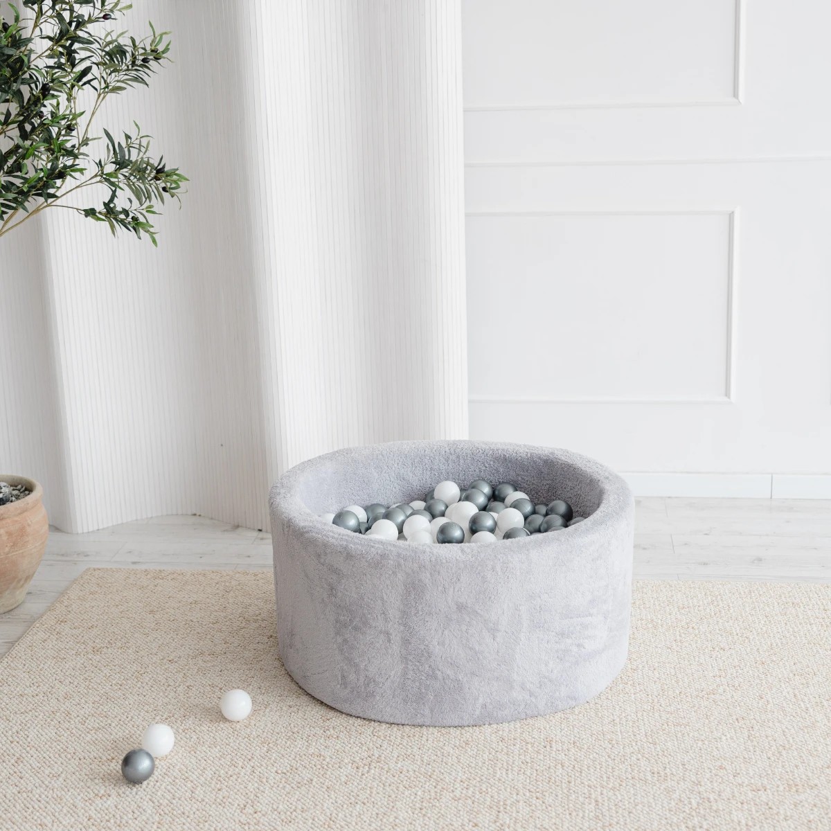 Piscine à balles ronde 90 x 40 cm avec 300 balles — Gris clair