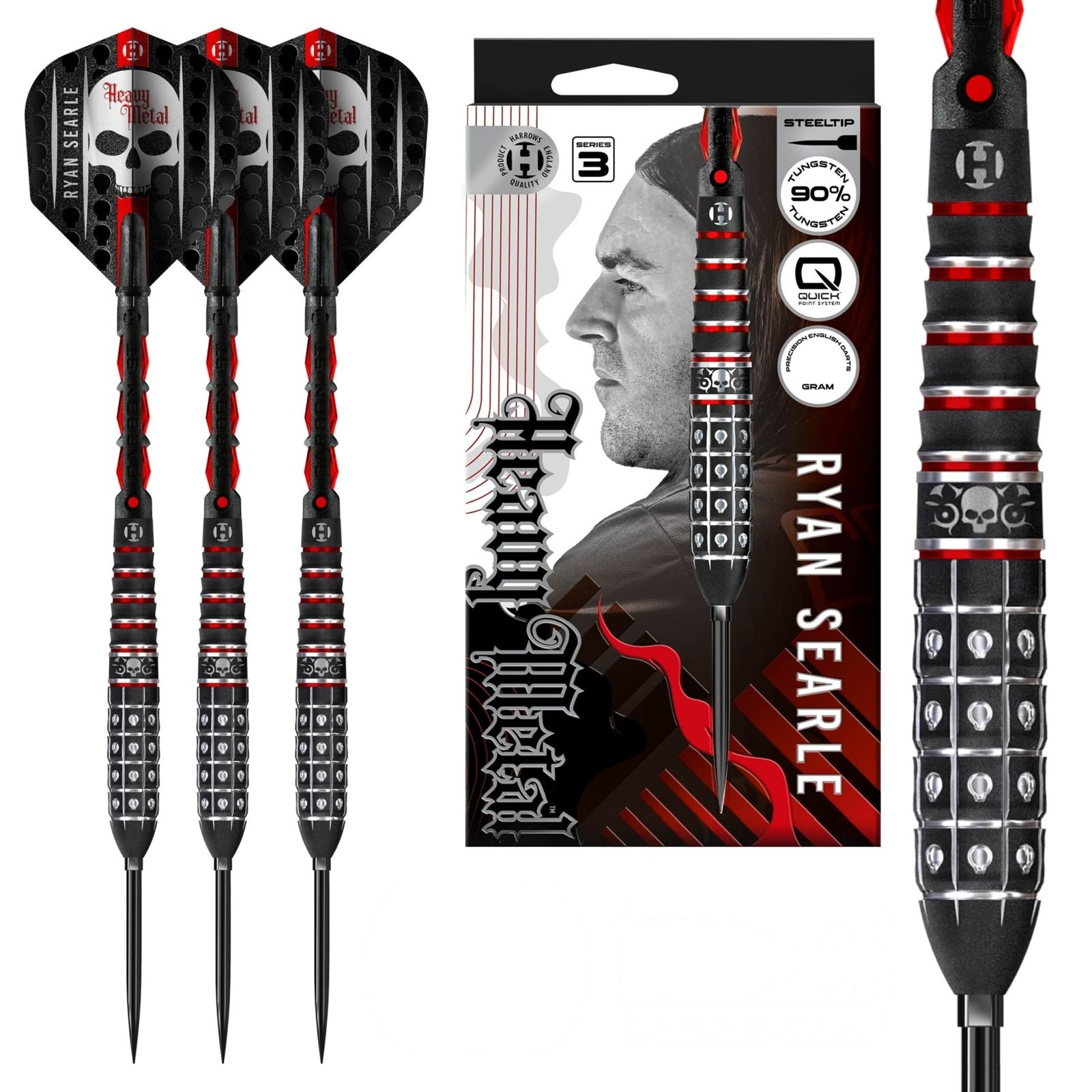 Harrows Fléchettes Ryan Searle series 3 90% pointe acier 23g