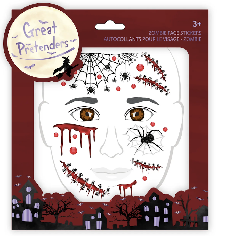 Autocollants pour le visage -Theme Zombie - Great Pretenders