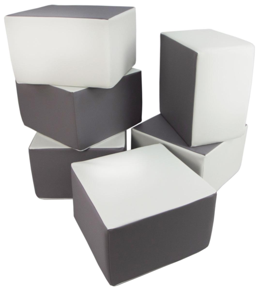 Velinda Ensemble cubes (6 grands blocs de mousse) — blanc, gris