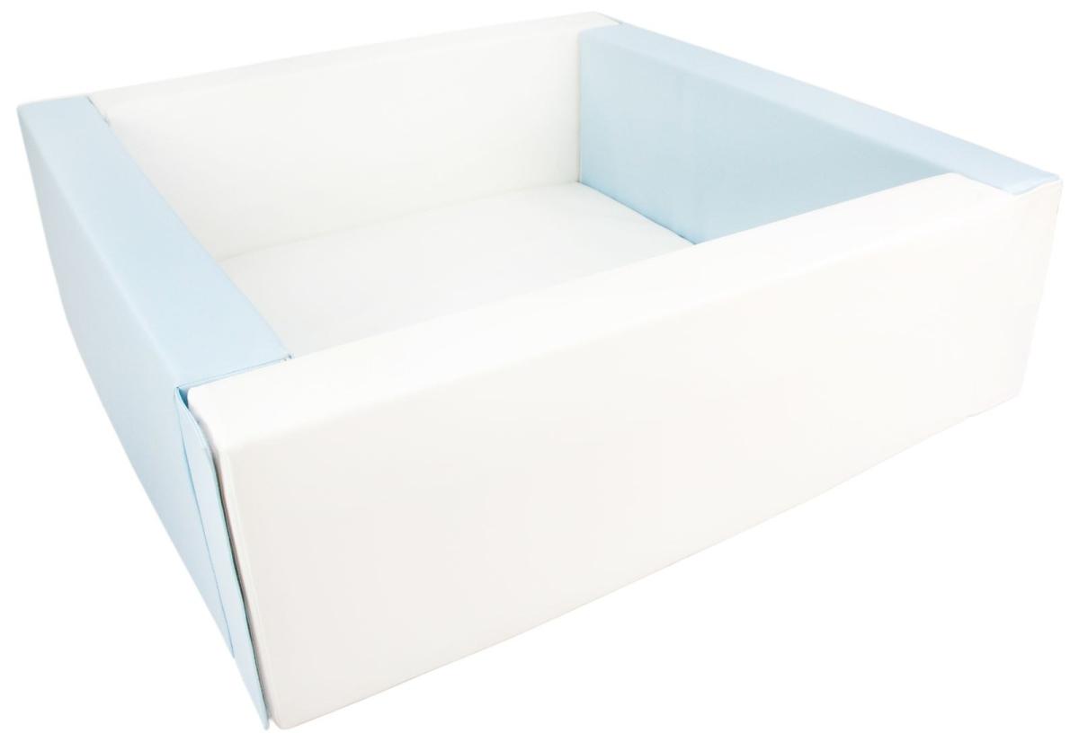 Velinda Piscine à balles carrée en cuir artificiel, sans balles — blanc, bleu (pastel)