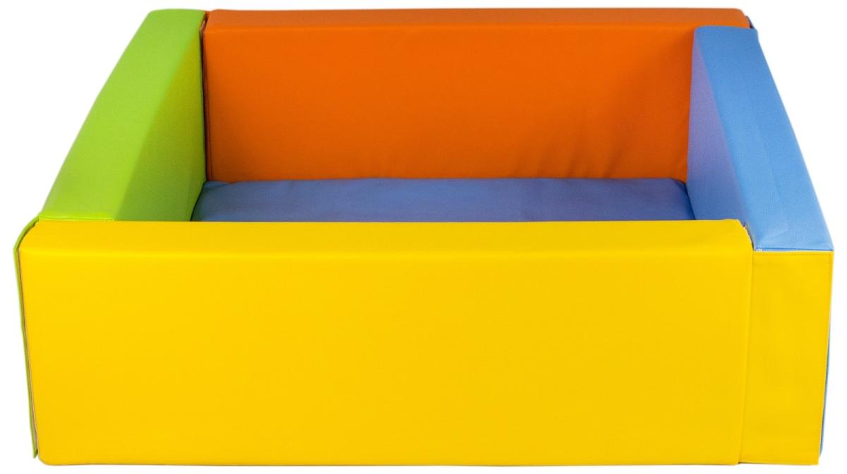 Velinda Piscine à balles carrée en cuir artificiel, sans balles — jaune, vert, bleu, orange
