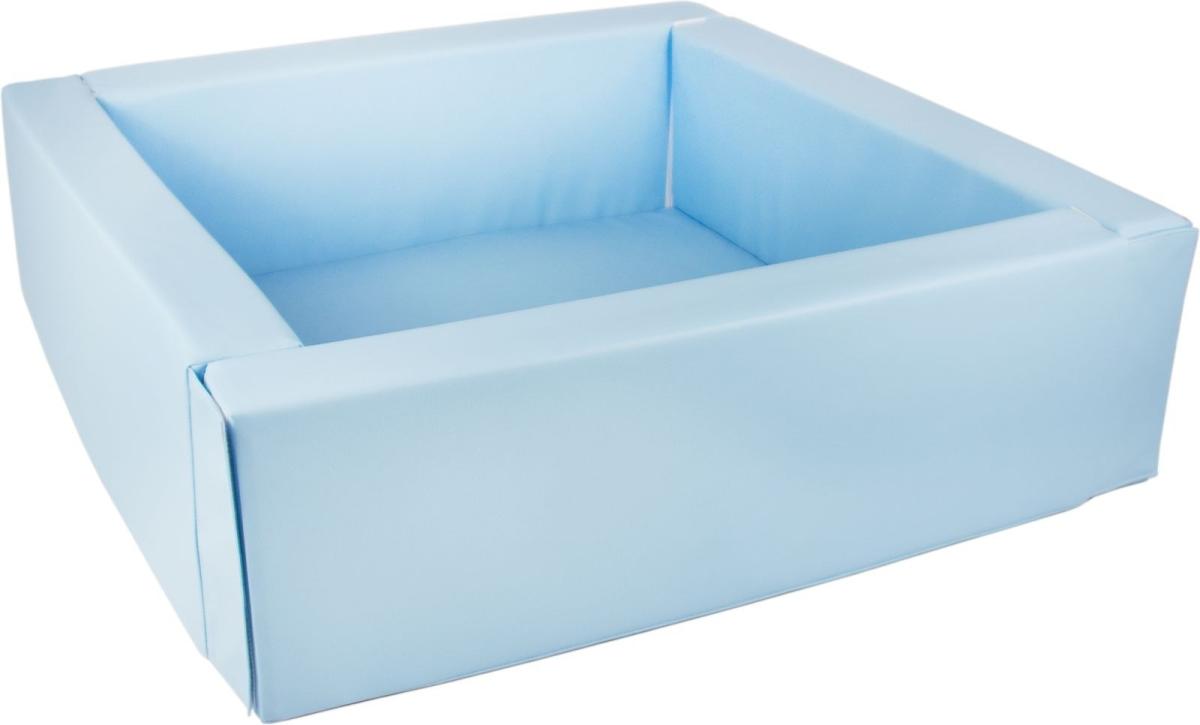 Velinda Piscine à balles carrée en cuir artificiel, sans balles — bleu clair