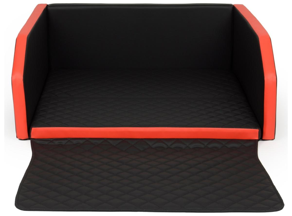Velinda Panier de voiture pliable pour chien 100x90 cm — noir-rouge