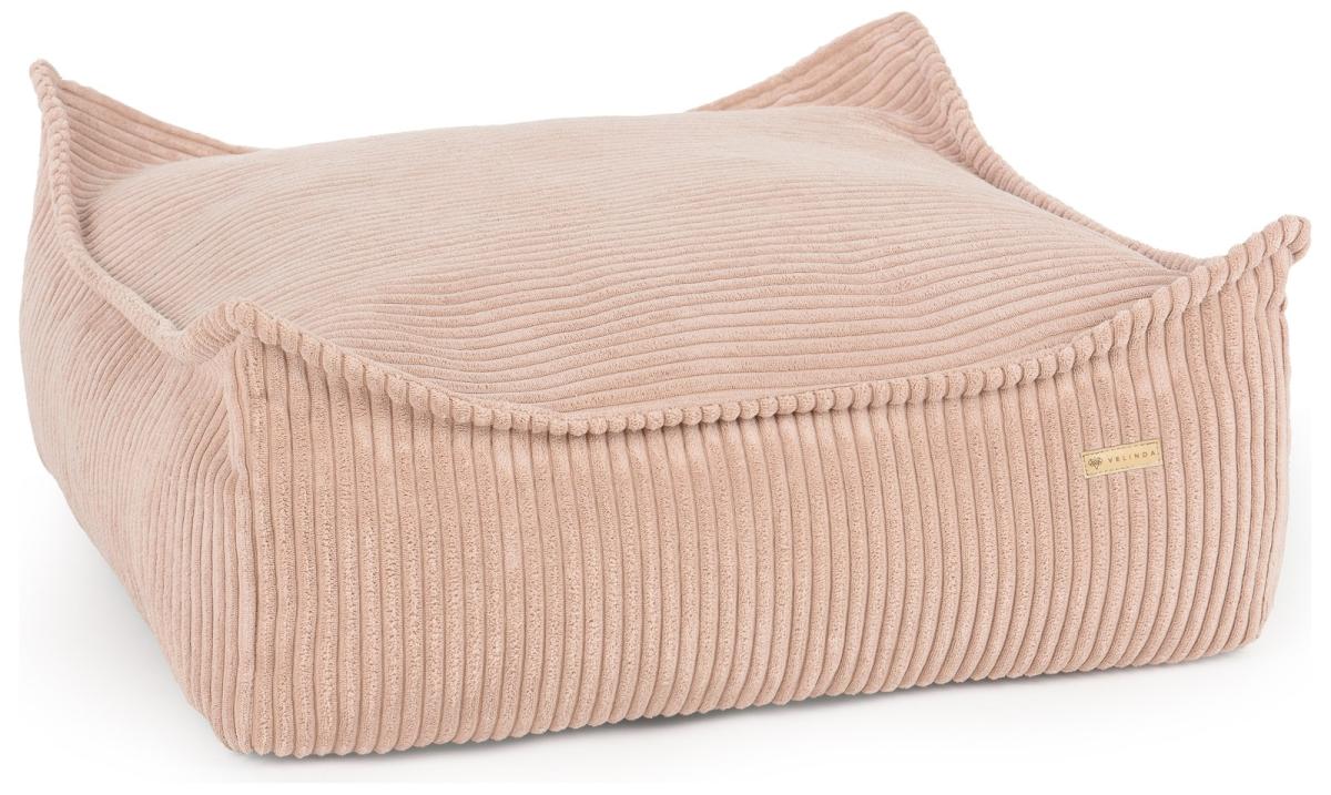Velinda Panier pour chien et chat 60 x 60 — rose clair (velours côtelé)