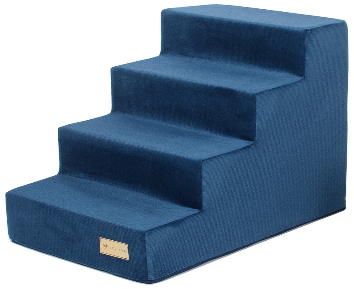 Velinda Escalier pour chien et chat, 4 marches en mousse — bleu marine