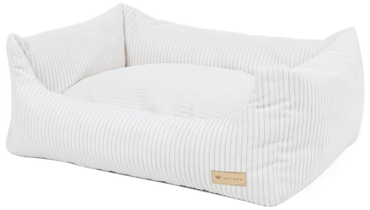 Velinda Panier pour chien et chat avec oreiller amovible 80 x 60 — crème-b (velours côtelé)