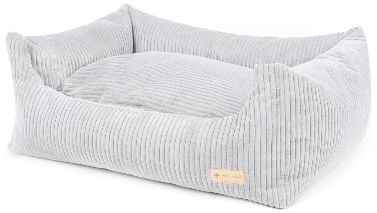 Velinda Panier pour chien et chat avec oreiller amovible 80 x 60 — gris (velours côtelé)