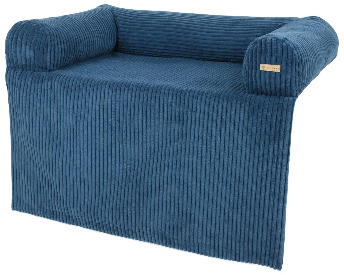 Velinda Panier pour chien et chat sur canapé — bleu marine (velours côtelé)
