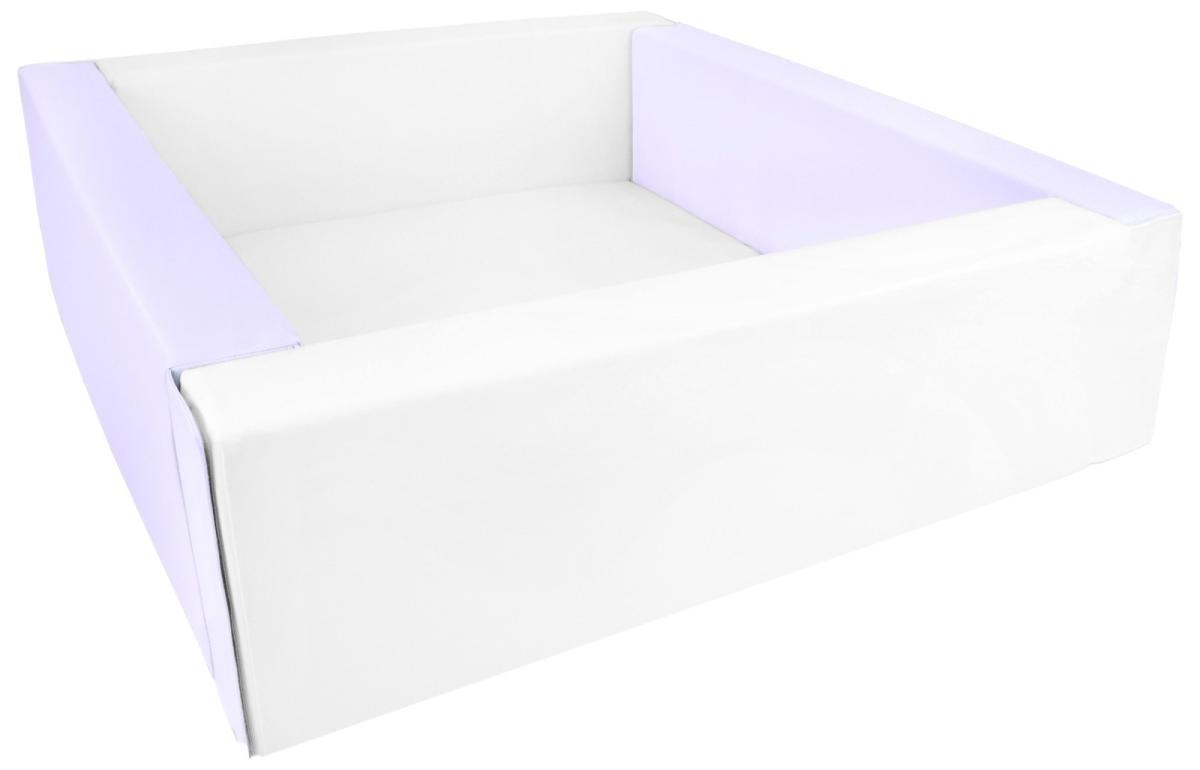 Velinda Piscine à balles carrée en cuir artificiel, sans balles — blanc, lilas