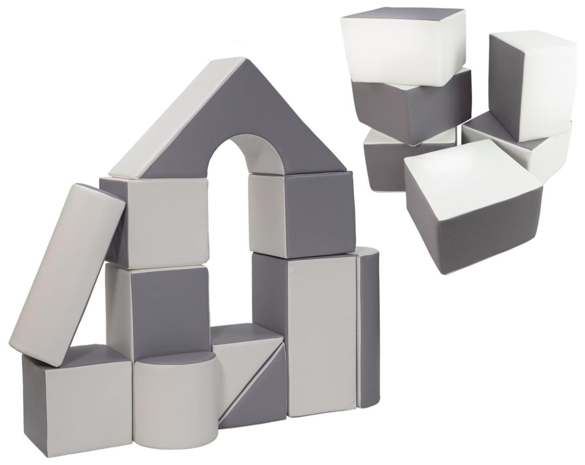 Velinda Ensemble château + cubes (17 grands blocs de mousse) — blanc,gris