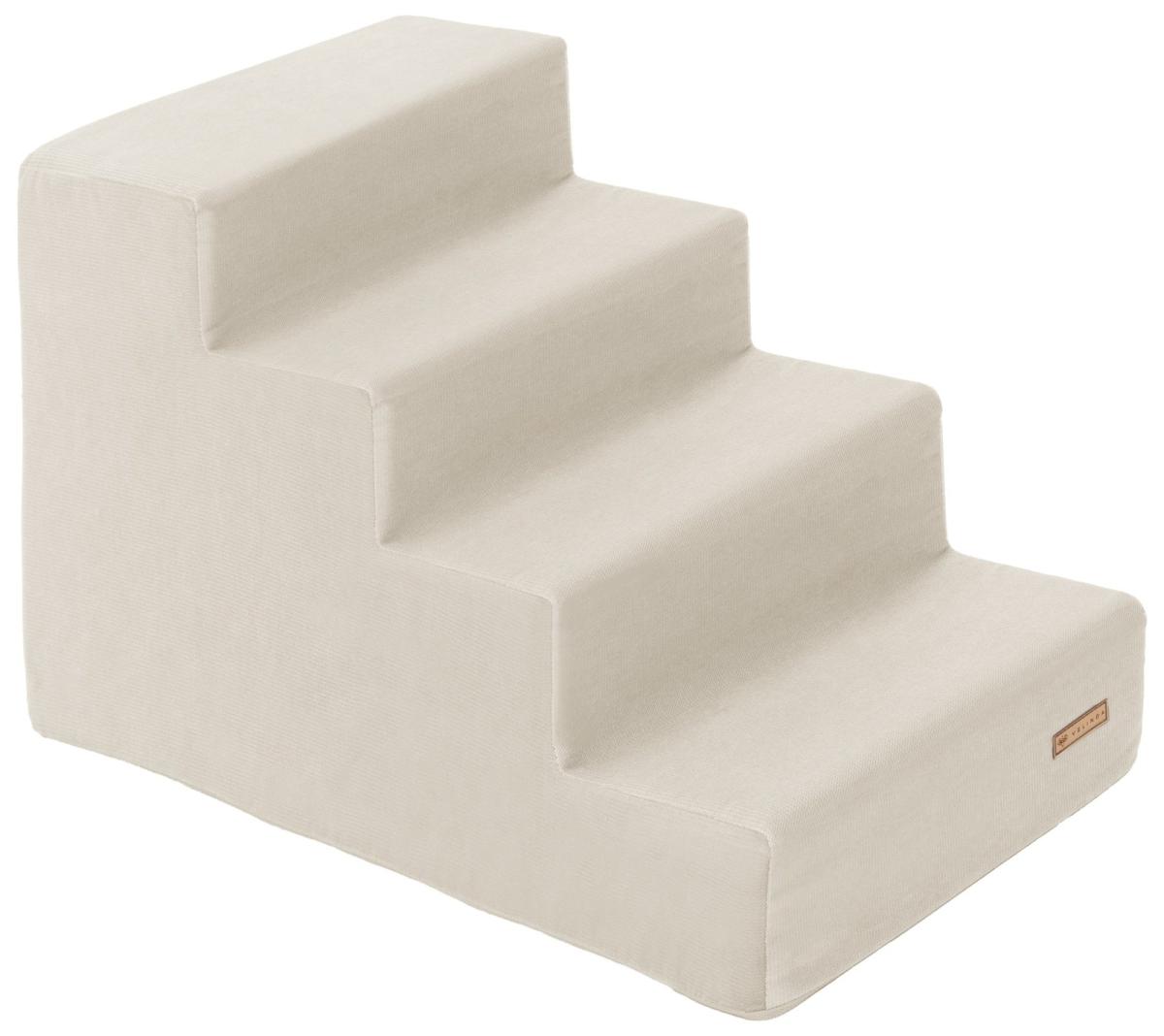 Velinda Escalier pour chien et chat, 4 marches en mousse — crème