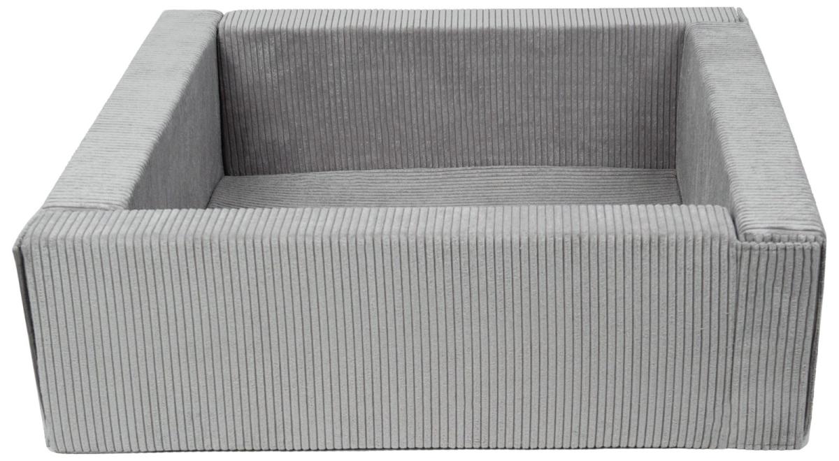Velinda Piscine à balles carrée en cuir artificiel, sans balles — gris (velours côtelé)