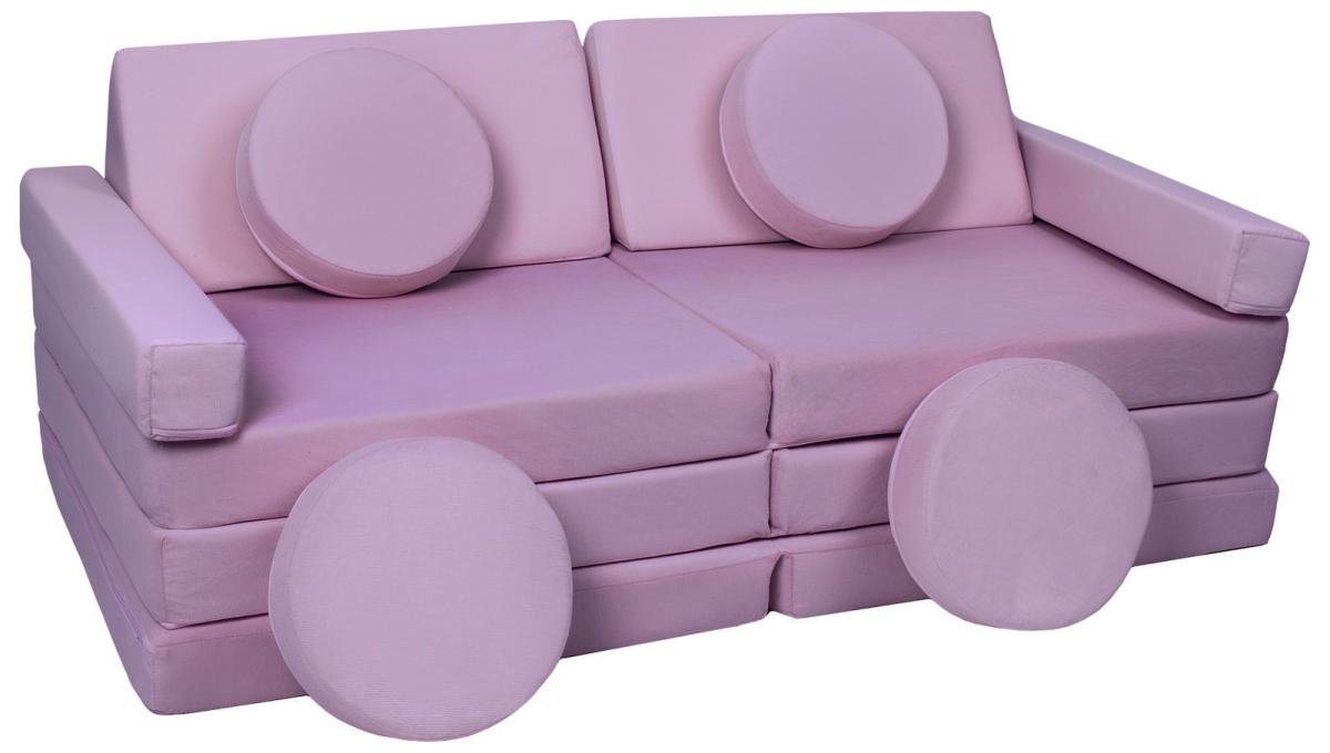 Velinda Canapé modulable enfant, blocs de mousse avec volant — Violet clair