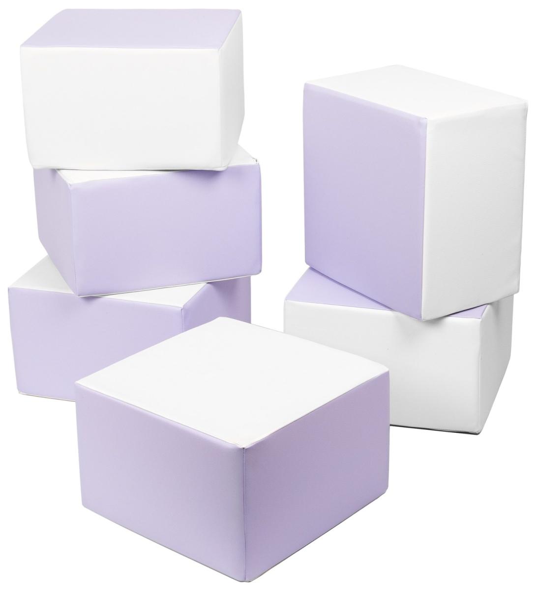 Velinda Ensemble cubes (6 grands blocs de mousse) — blanc, lilas