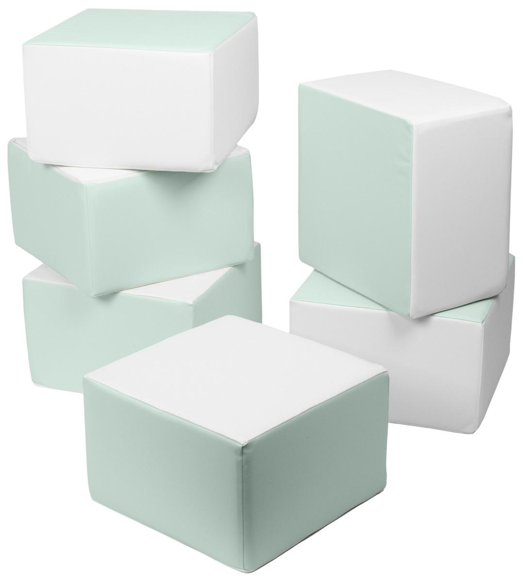 Velinda Ensemble cubes (6 grands blocs de mousse) — blanc, Menthe