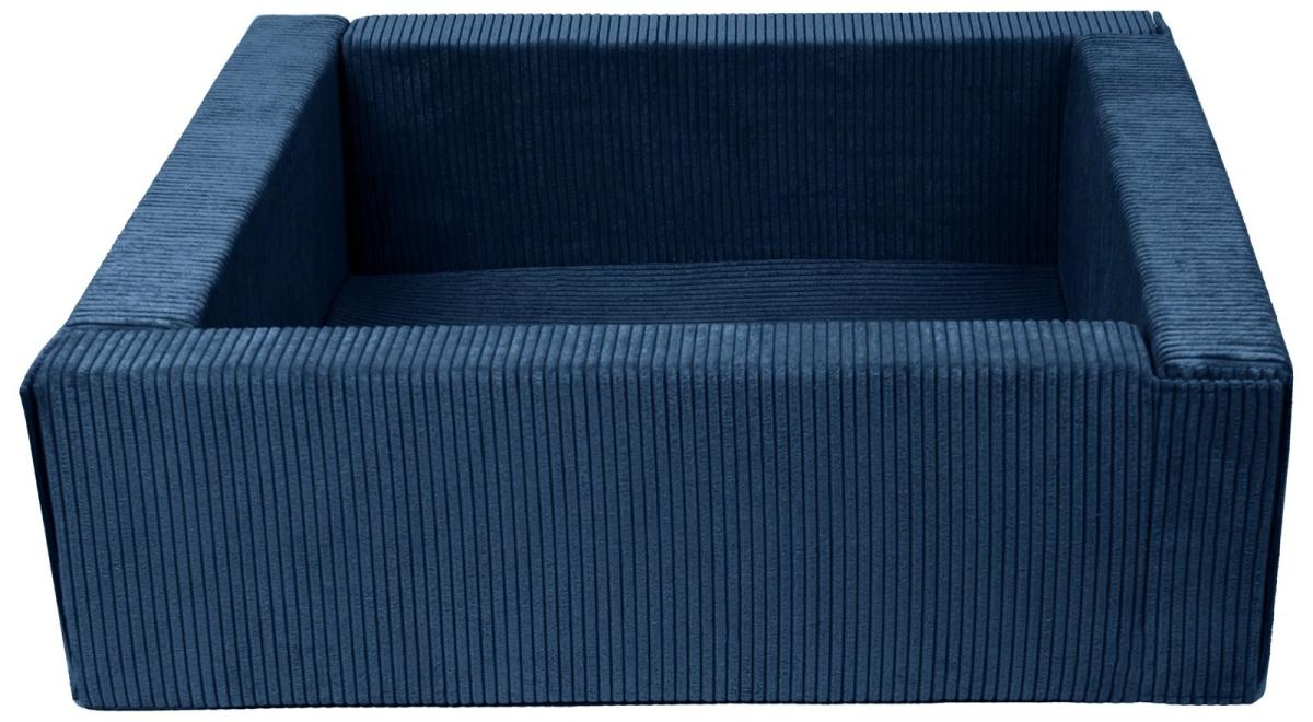 Velinda Piscine à balles carrée en cuir artificiel, sans balles — bleu (velours côtelé)