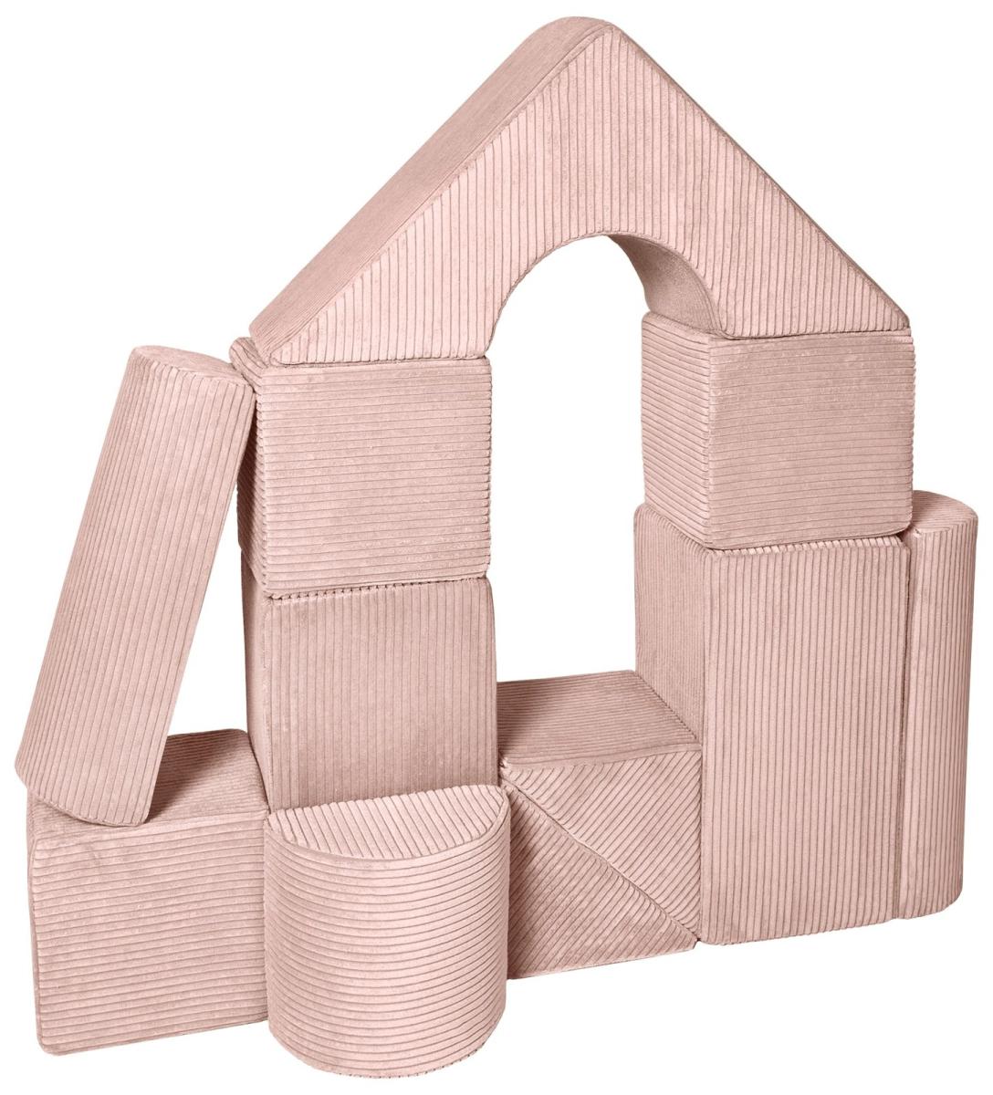 Velinda Ensemble château (11 grands blocs de mousse) — rose clair (velours côtelé)