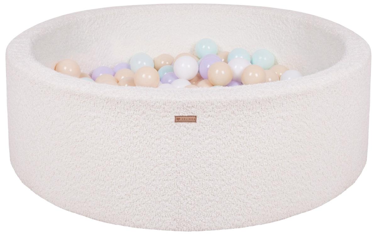 Velinda Piscine à balles en boucle + 200 balles — crème/blanc, violet, cappuccino, Menthe