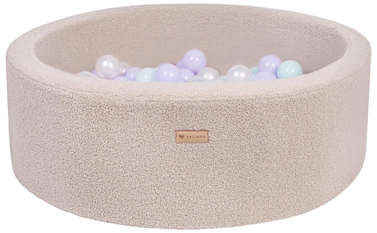 Velinda Piscine à balles en boucle + 200 balles — cappuccino/perle, violet, Menthe