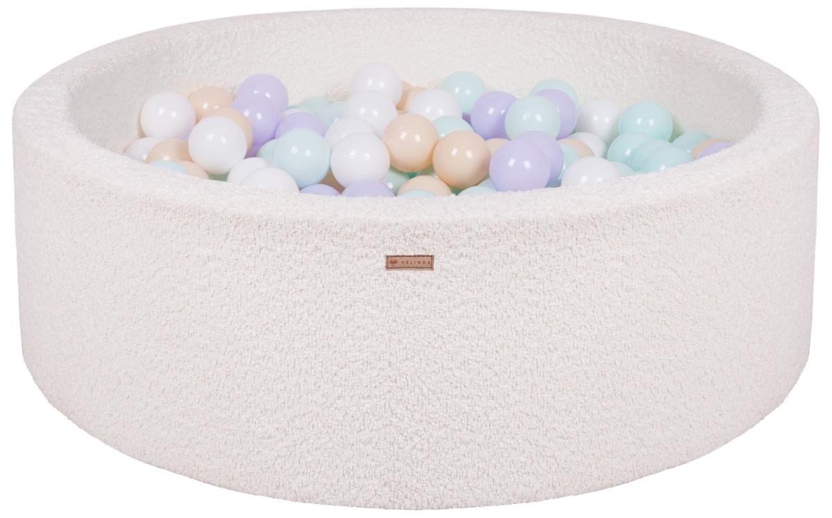 Velinda Piscine à balles en boucle + 300 balles — crème/blanc, violet, cappuccino, Menthe