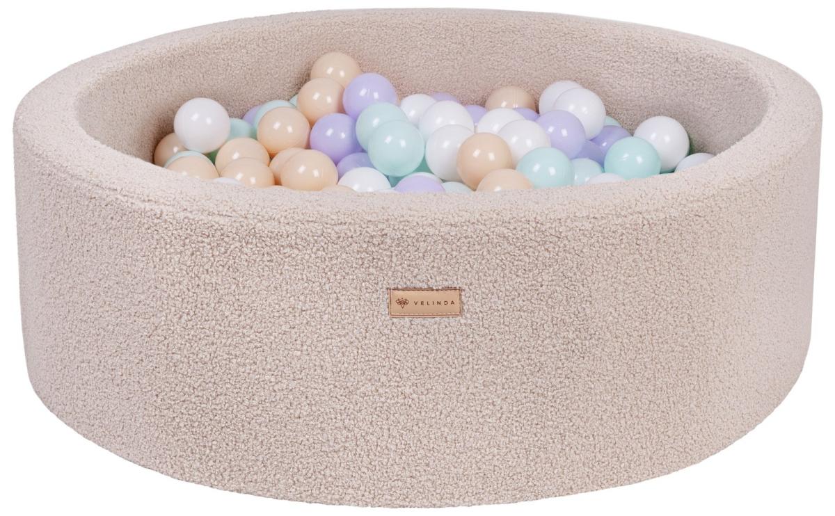 Velinda Piscine à balles en boucle + 300 balles — cappuccino/blanc, violet, cappuccino, Menthe