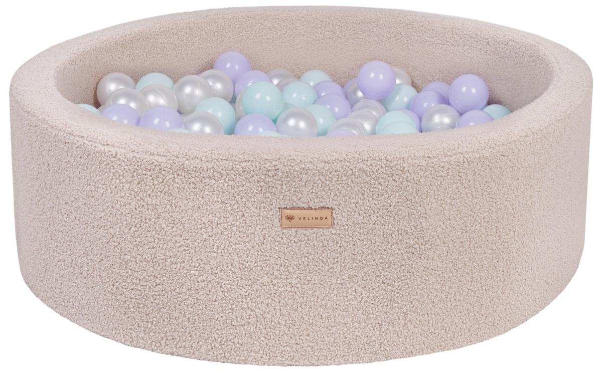 Velinda Piscine à balles en boucle + 300 balles — cappuccino/perle, violet, Menthe