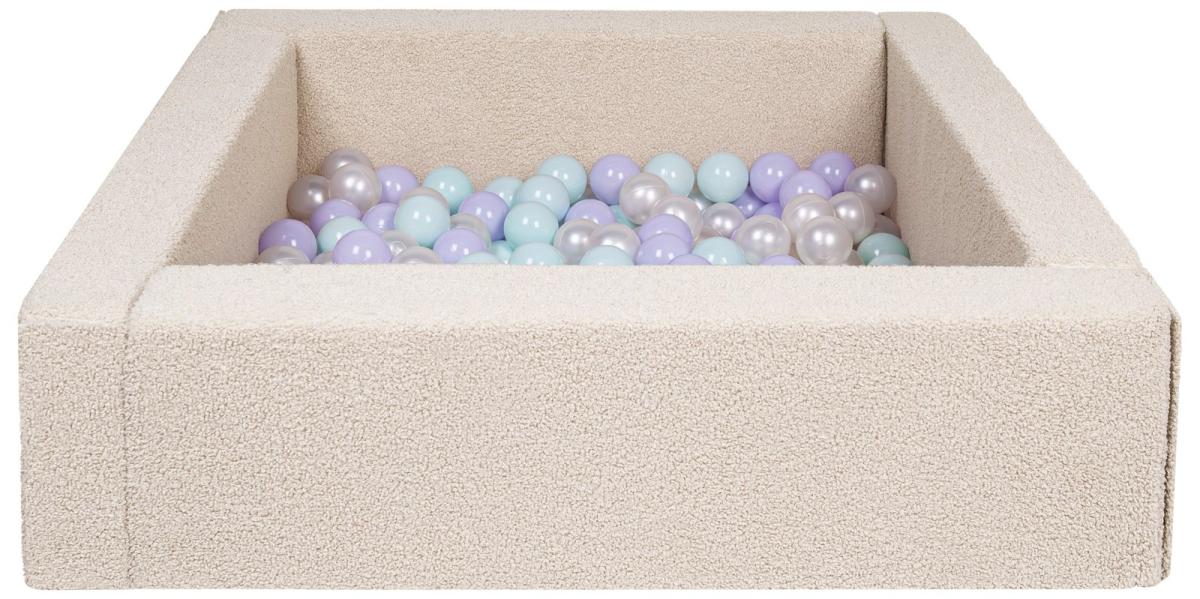 Velinda Piscine à balles carrée en boucle + 200 balles, 5 éléments — perle, violet, Menthe