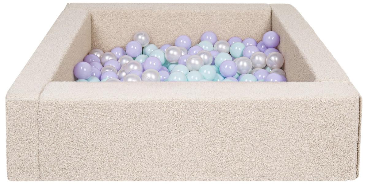 Velinda Piscine à balles carrée en boucle + 300 balles, 5 éléments — perle, violet, Menthe